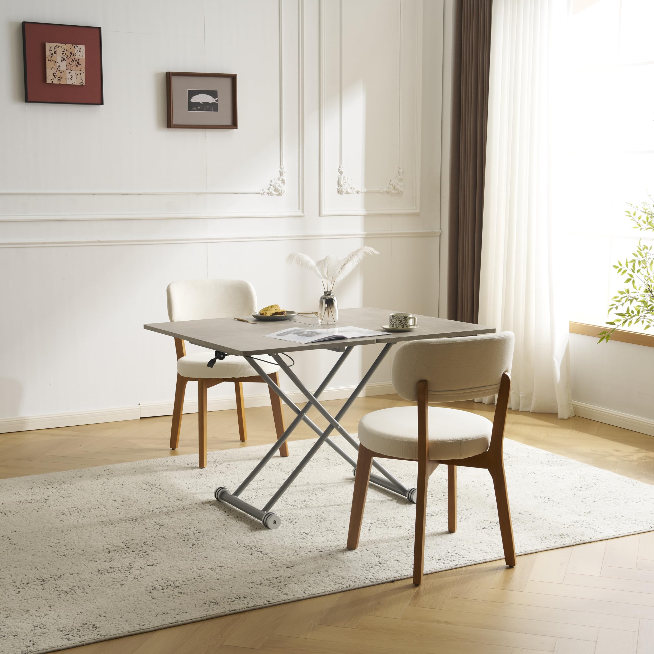 Amazon.co.jp : テーブル 天板が2倍に広がるガス圧昇降テーブル 100×50